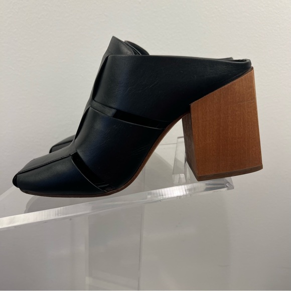 Donald Pliner Lilia Mule Black Leather with Wooden Block Heel Size 7 - Picture 8 of 13